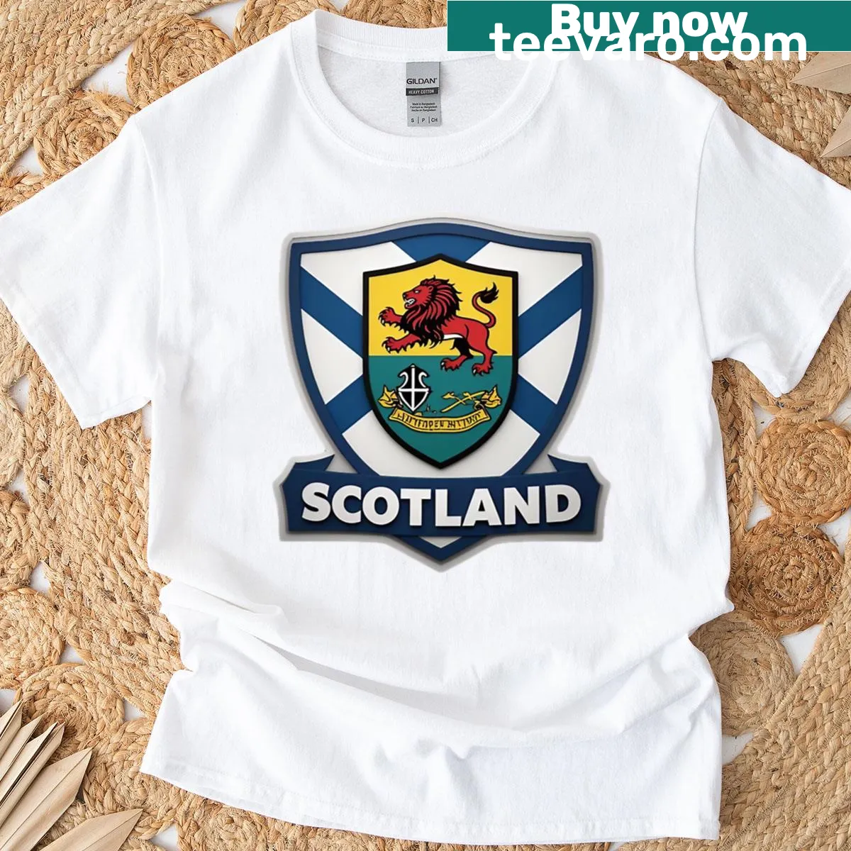 Text design of 'Scotland' on a T-shirt — on a men's t-shirt