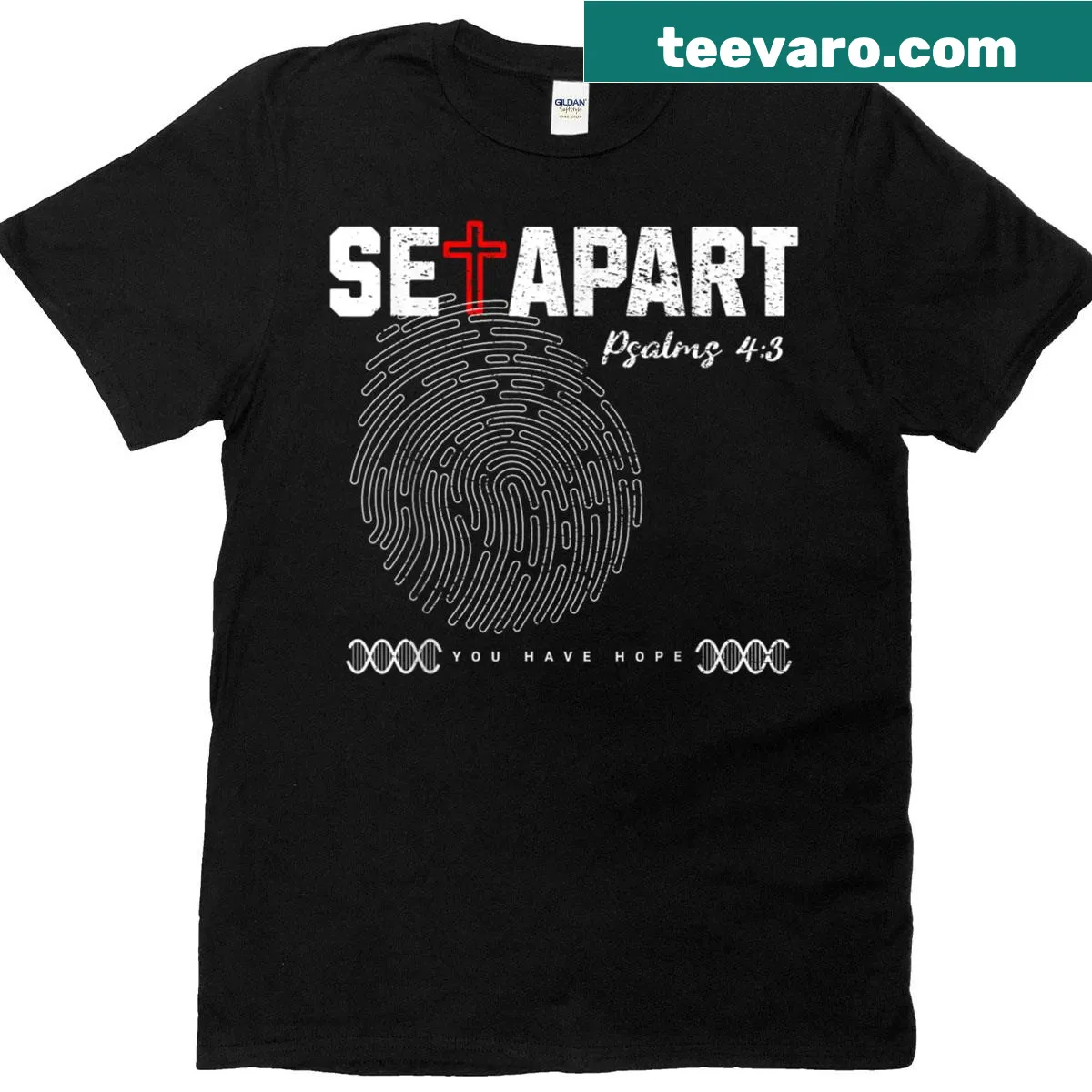 Inspirational Christian T-shirt featuring Set Apart Psalms verse — on a men's t-shirt