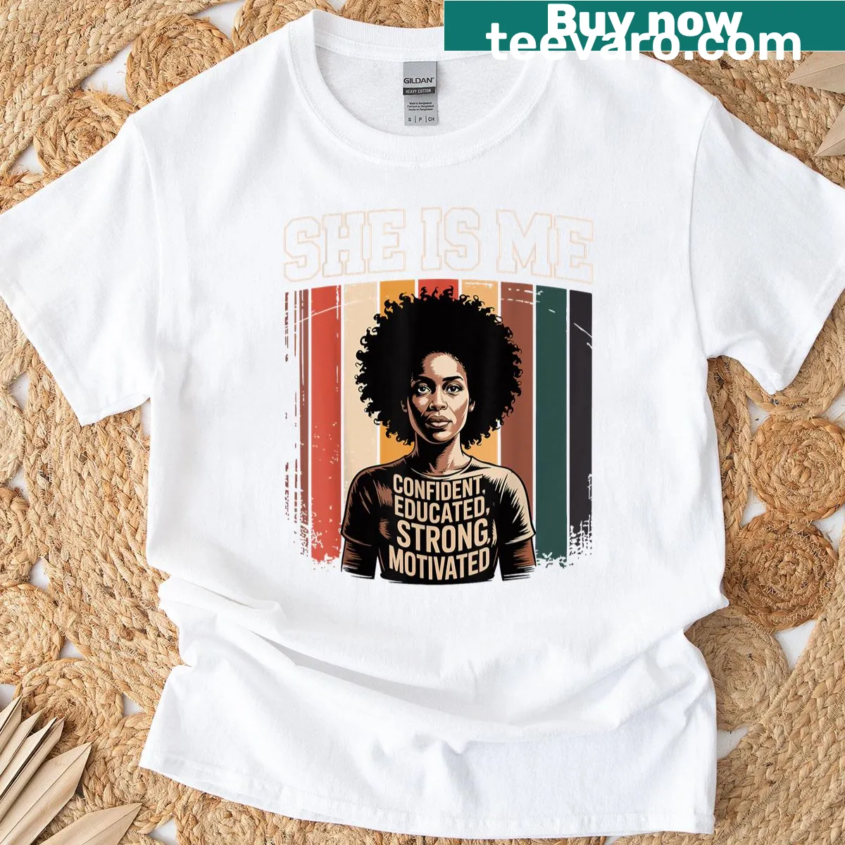 Empowering T-shirt celebrating Black history and women's strength — on a men's t-shirt