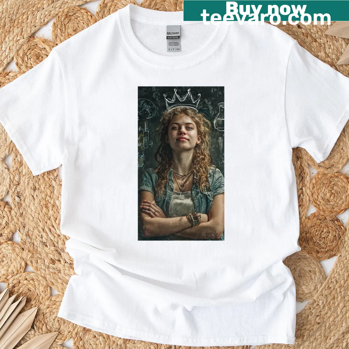 Cartoon graphic of a character with a storm crown on a T-shirt — on a men's t-shirt