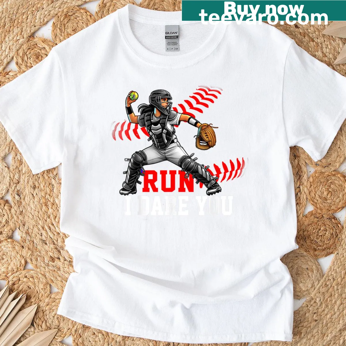 Inspirational softball catcher design on a women's T-shirt — on a men's t-shirt
