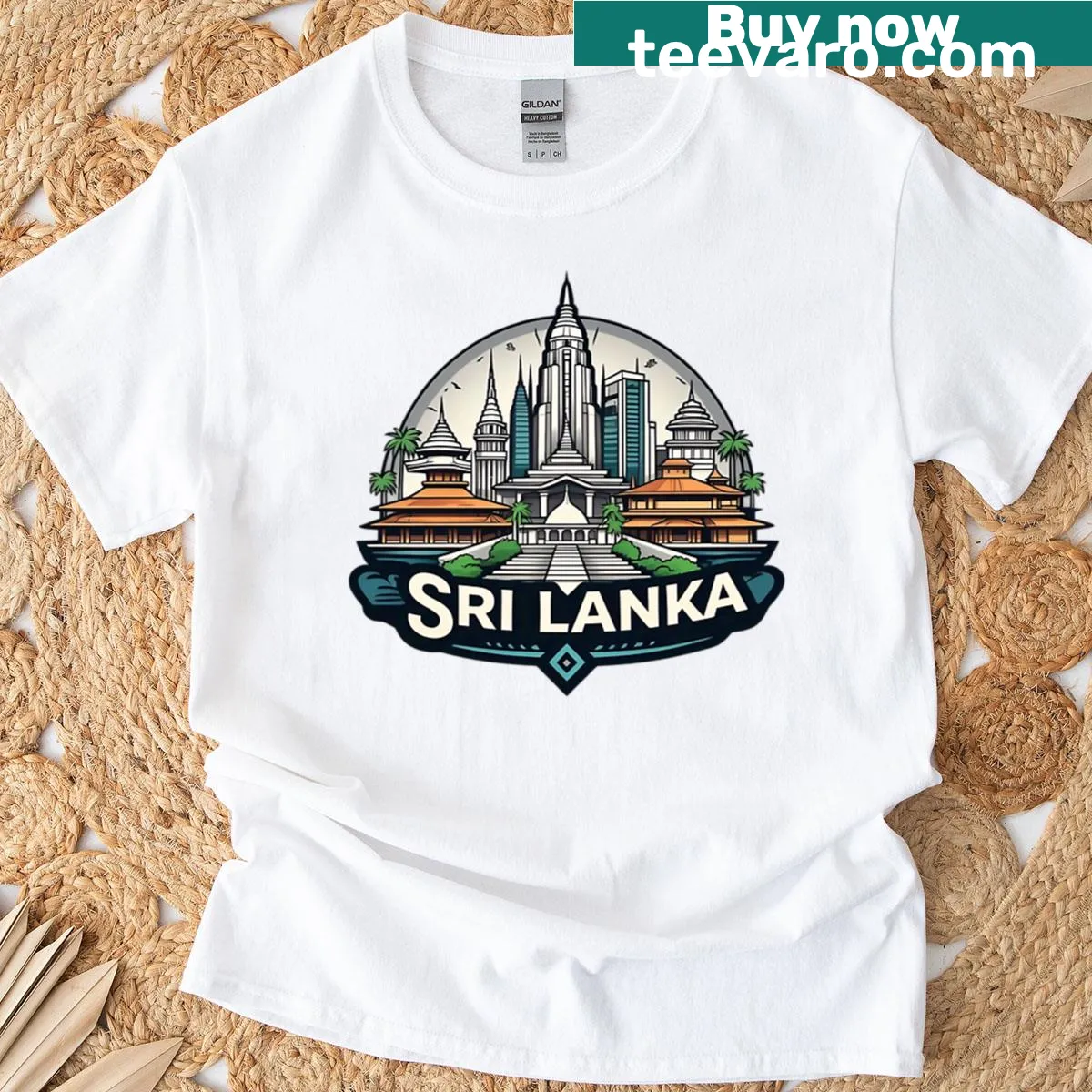 Illustrative design of Sri Lanka on a t-shirt — on a men's t-shirt