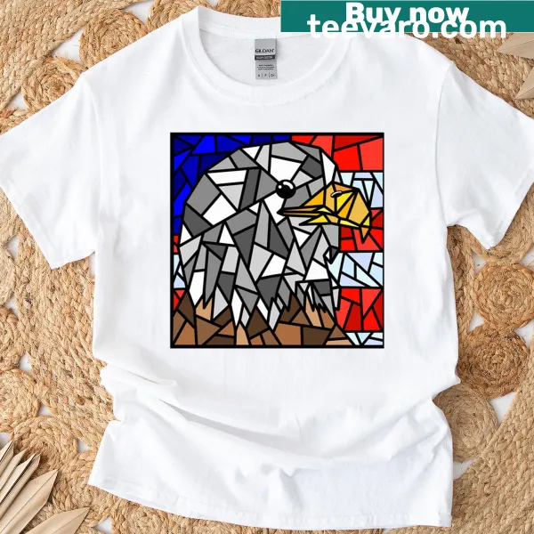 Stained glass eagle design on a vintage oversized t-shirt