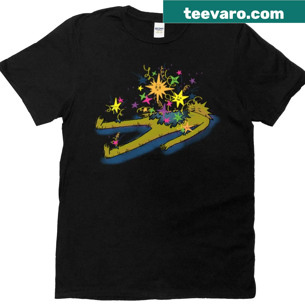 Abstract star burst design on a playful T-shirt — on a men's t-shirt