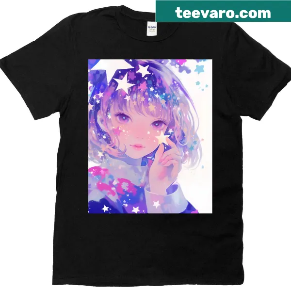Illustrative graphic of stars and dreamy elements on T-shirt