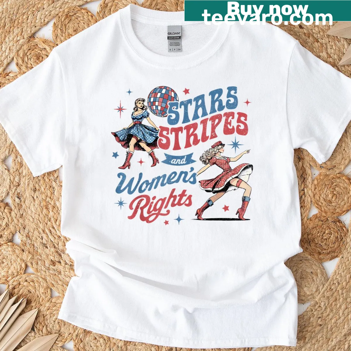 T-shirt featuring stars and stripes with a message for equal rights — on a men's t-shirt