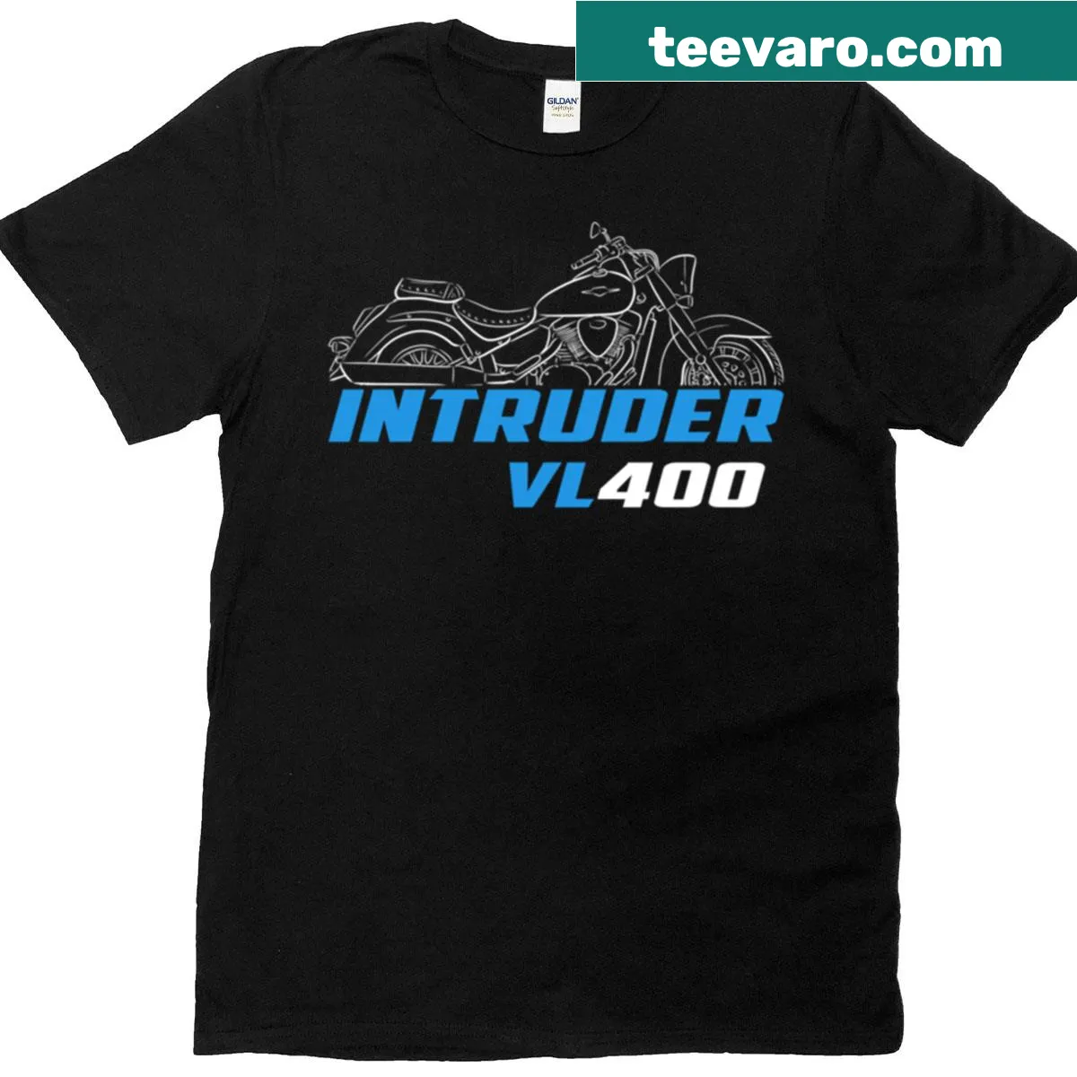 Illustration of Suzuki Vl400 Intruder motorcycle on T-shirt — on a men's t-shirt