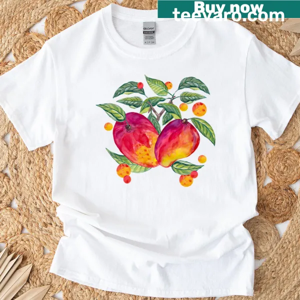 Illustration of ripe mangoes on a casual oversized T-shirt