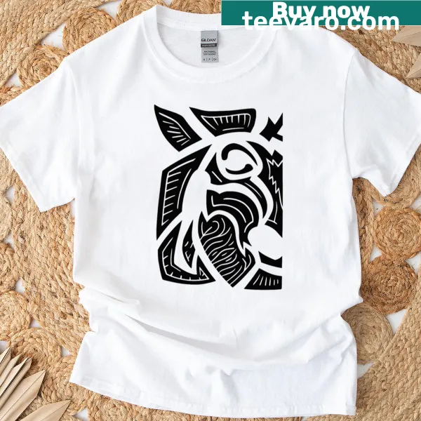 Illustration of a black goat on a casual T-shirt.