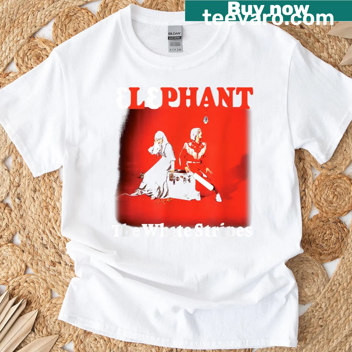 Elephant design from The White Stripes album cover on a T-shirt — on a men's t-shirt