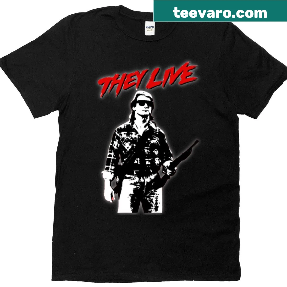 T-shirt featuring John Nada from the 'They Live' 1988 film — on a men's t-shirt
