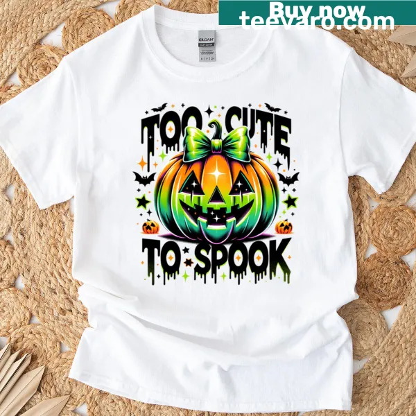 Cute Halloween pumpkin graphic with a bow for a fun T-shirt