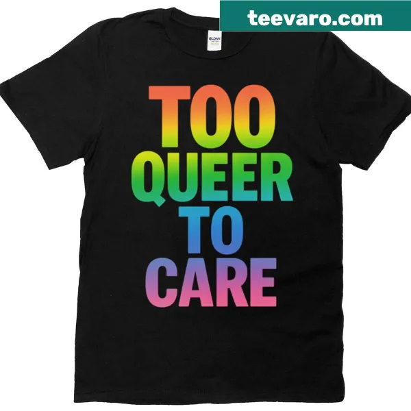 Bold typography graphic on a pride-themed T-shirt