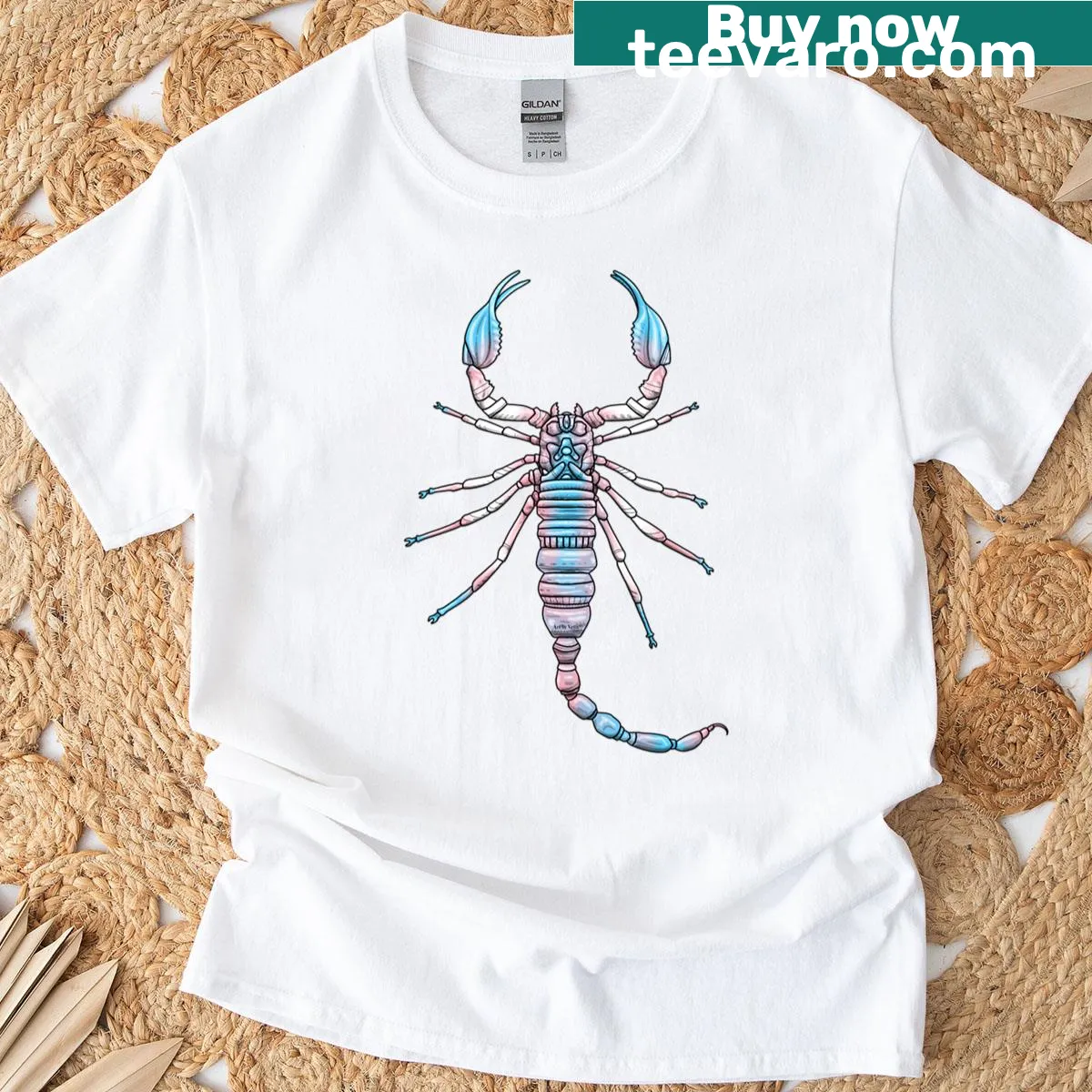 Illustration of a trans scorpion on a bold T-shirt — on a men's t-shirt