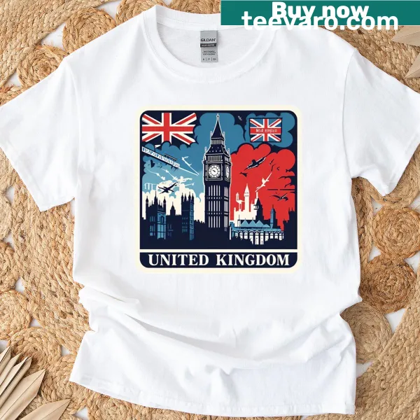 Minimalist oversized T-shirt featuring typography representing the UK