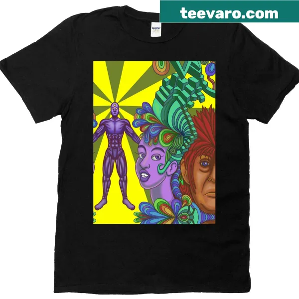 Surreal psychedelic abstract graphic T-shirt with vintage look