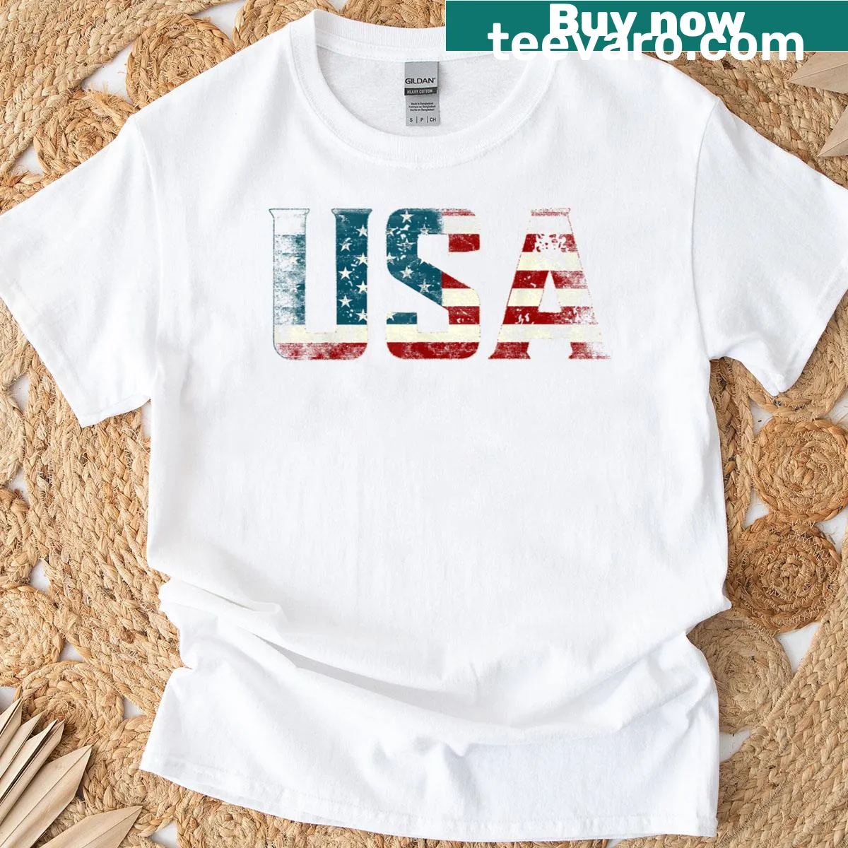 American flag T-shirt for July 4th celebrations — on a men's t-shirt