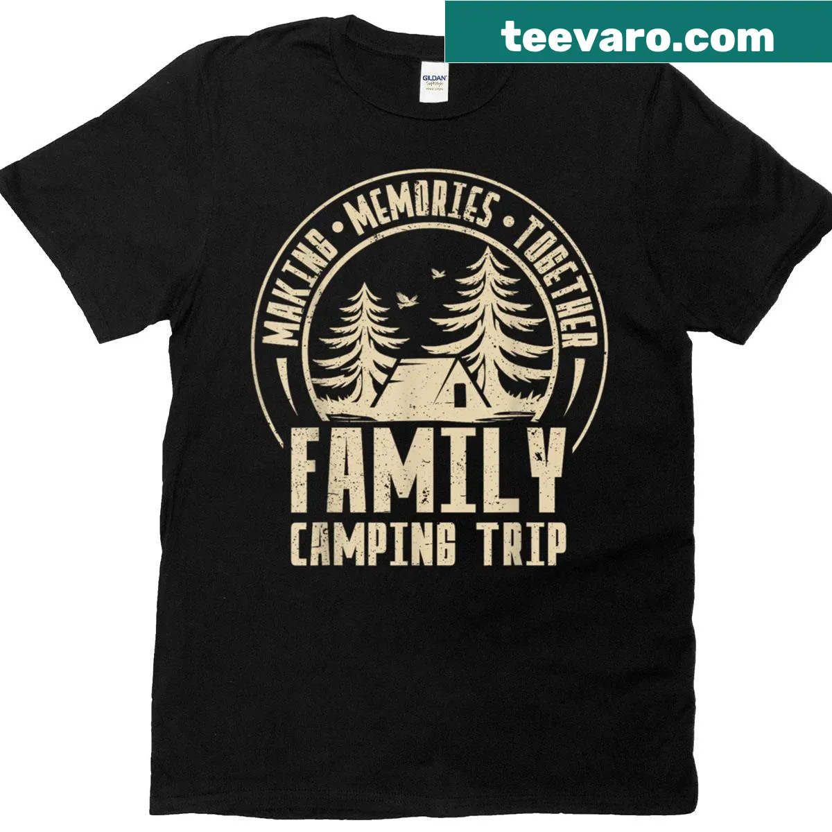 Vintage camper-themed T-shirt celebrating family camping trips in 2025 — on a men's t-shirt