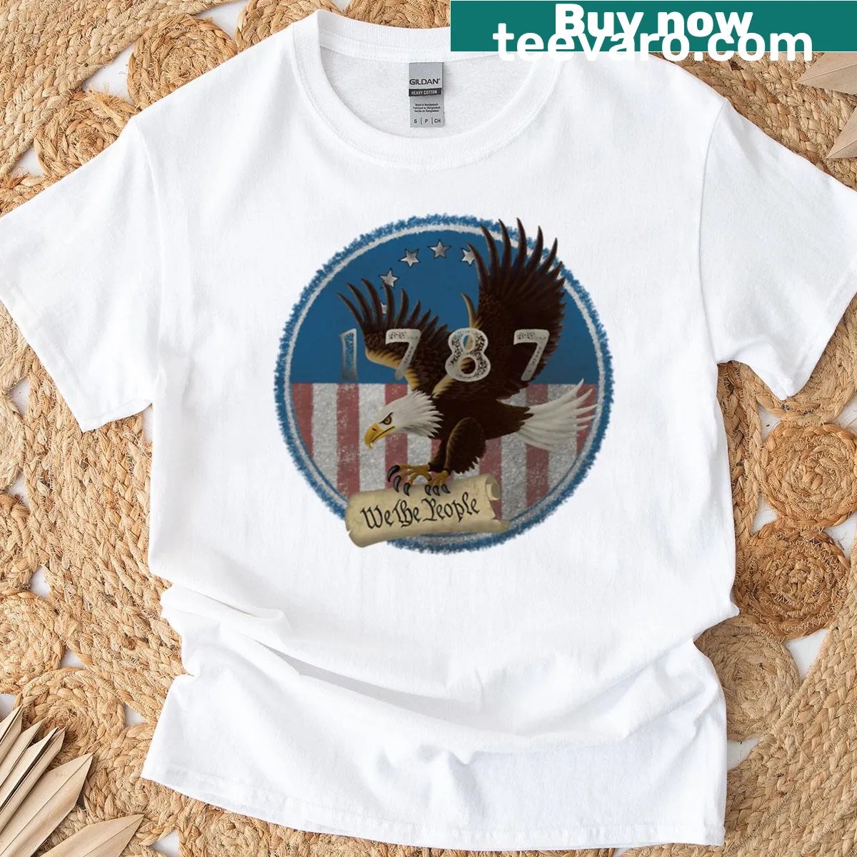 Eagle emblem T-shirt with We The People 1787 design — on a men's t-shirt
