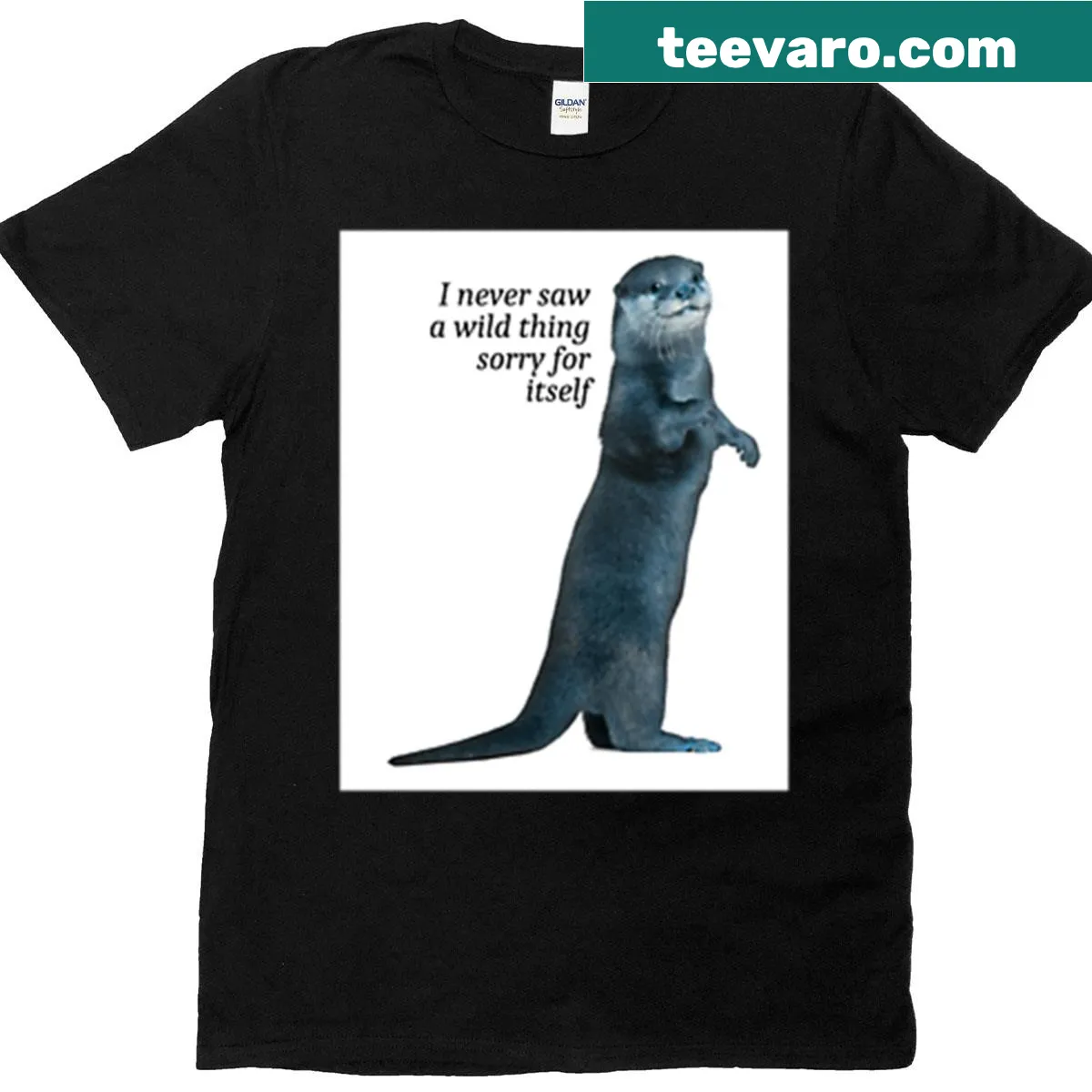 Whimsical otter graphic T-shirt celebrating playful marine life — on a men's t-shirt
