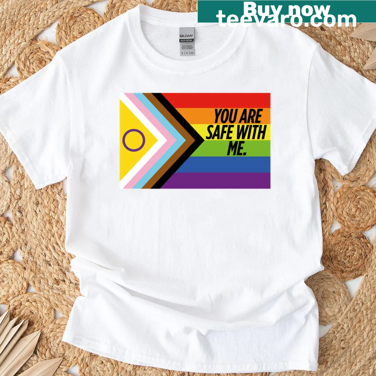T-shirt featuring comforting message 'You Are Safe With Me' — on a men's t-shirt
