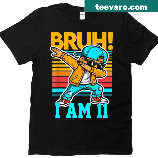 Dabbing birthday shirt with text celebrating 11th birthday