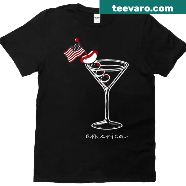 Funny shirt with a hot dog in a martini glass for July 4th