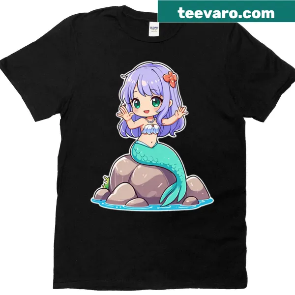 T-shirt featuring a mermaid swimming in a pastel ocean