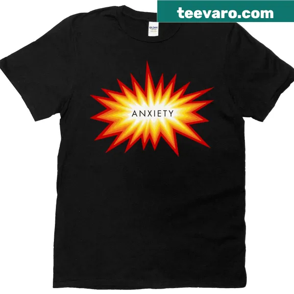 Simple typography t-shirt design stating 'Anxiety'