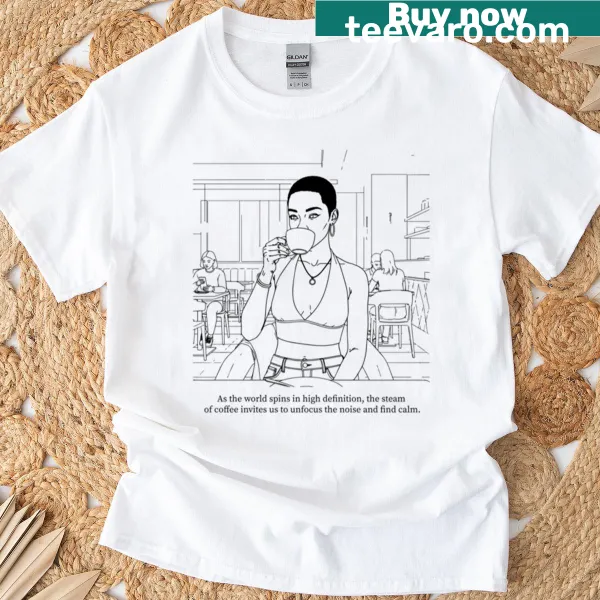 T-shirt featuring a humorous coffee-themed design
