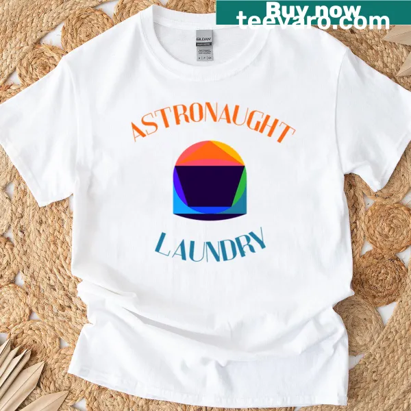 T-shirt with a playful astronaut-themed laundry logo