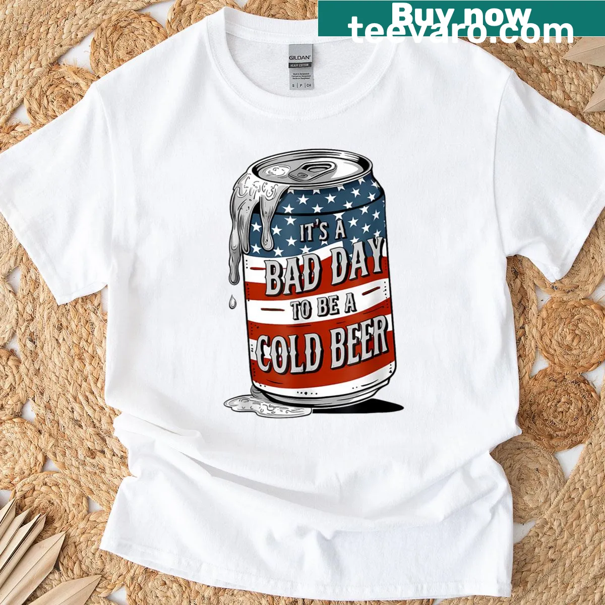 Funny T-shirt with 'Bad Day To Be A Cold Beer' for Fourth of July. — on a men's t-shirt