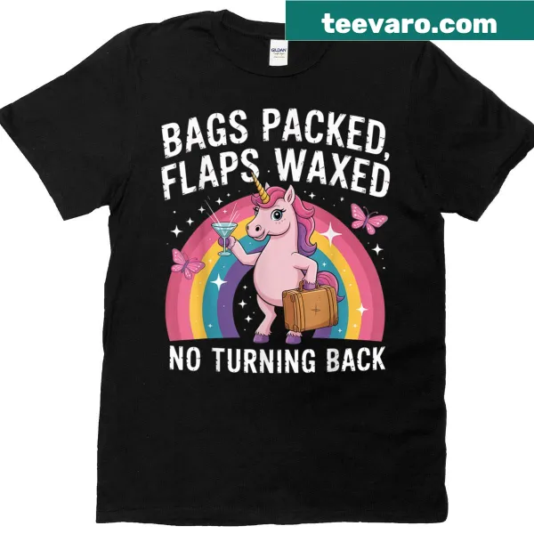Funny vacation shirt with 'Bags Packed Unicorn' text