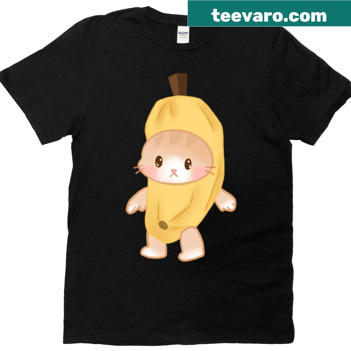 Cute t-shirt featuring a cartoon Banana Cat meme — on a men's t-shirt