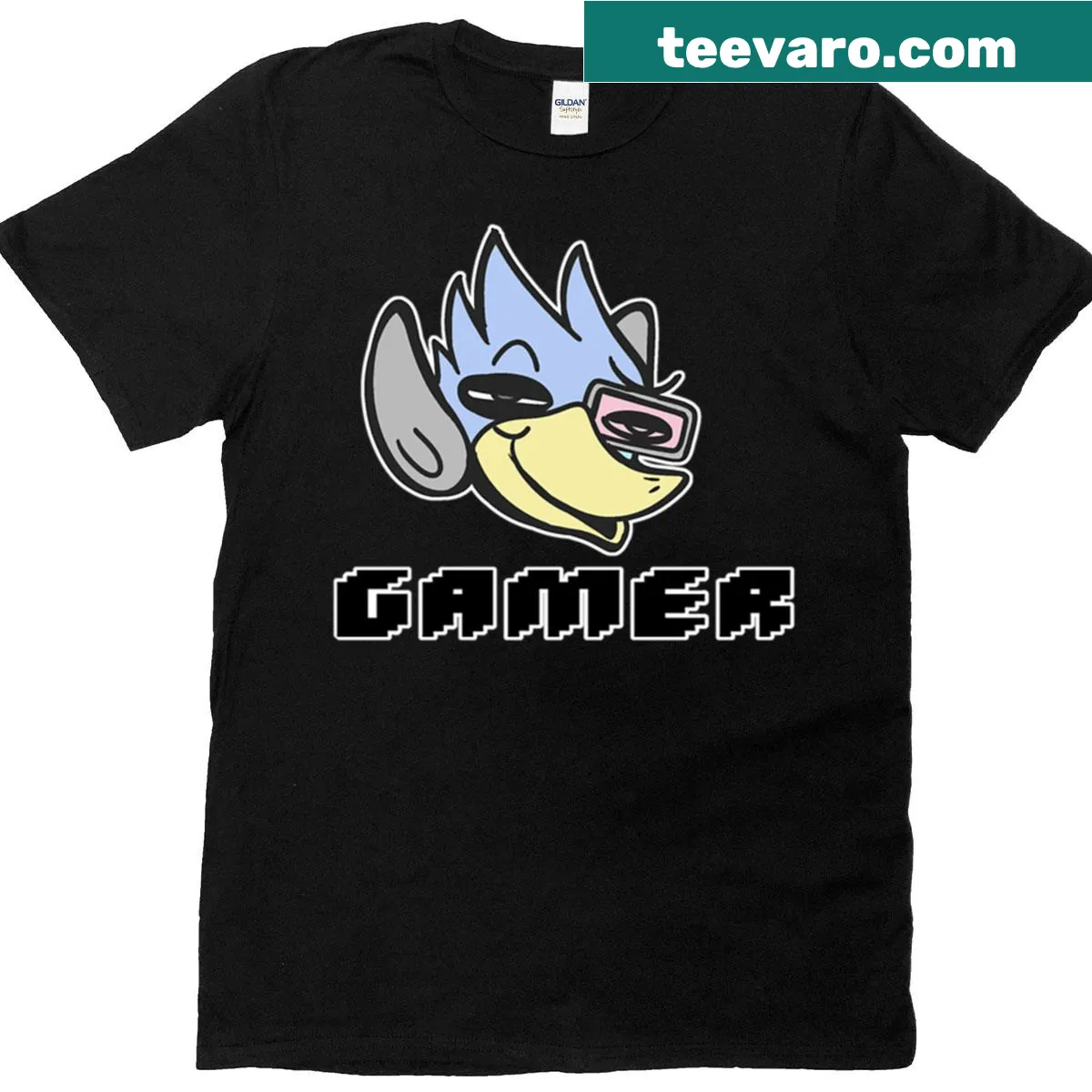 Playful gaming-themed graphic T-shirt featuring Berdly — on a men's t-shirt