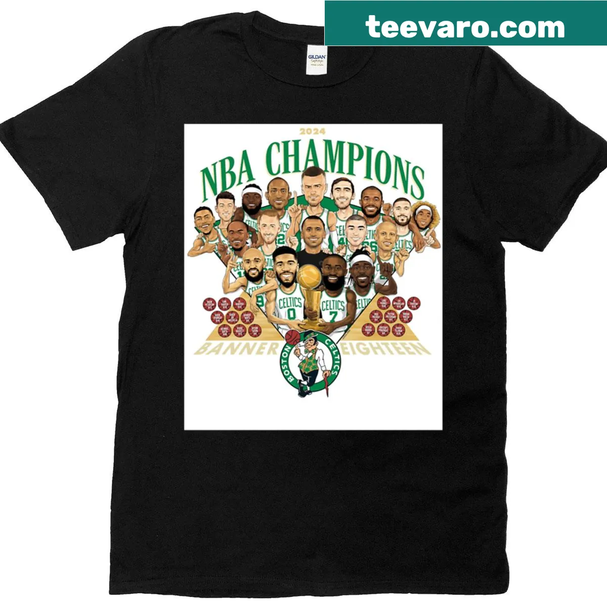 Boston Celtics banner printed on a relaxed fit t-shirt — on a men's t-shirt