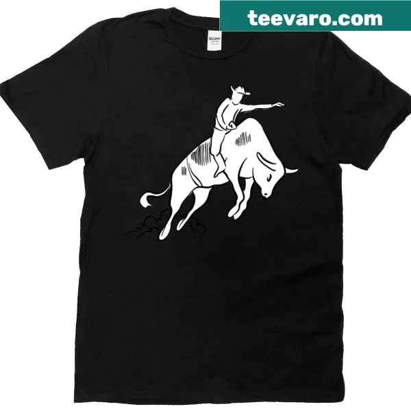 Dynamic graphic of a bull rider leaping on a T-shirt