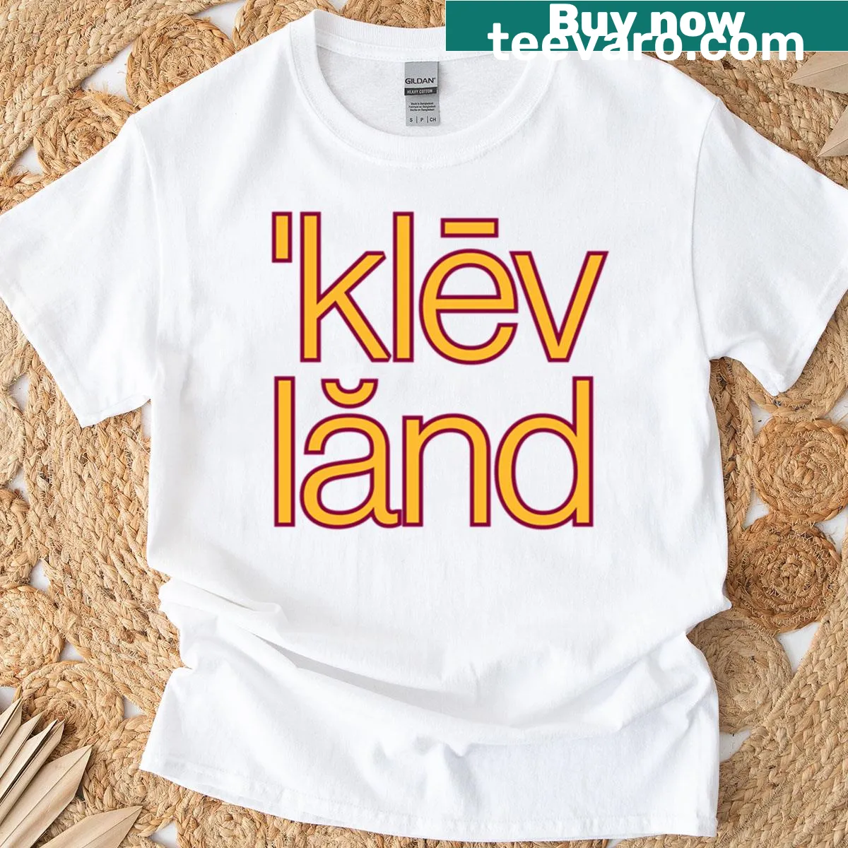 Vintage-style Cleveland Phonics tee with wine and gold text — on a men's t-shirt