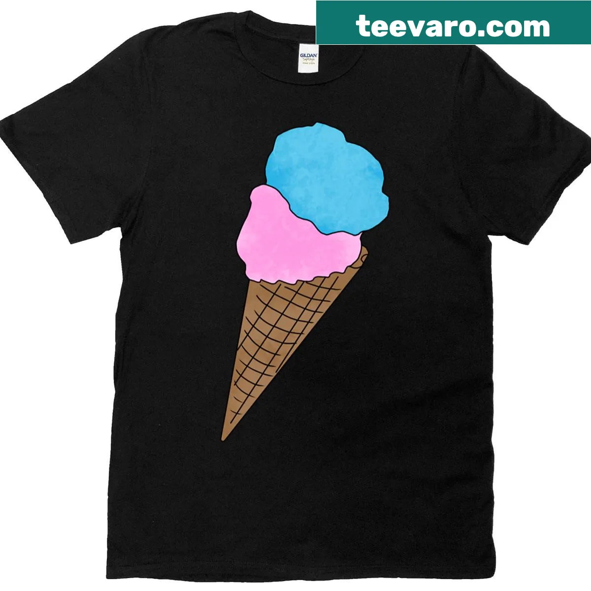 Whimsical graphic of cotton candy cones on a T-shirt. — on a men's t-shirt