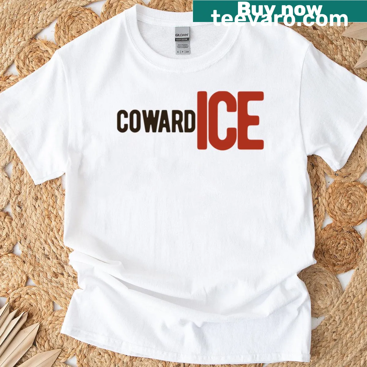 Bold typography shirt discussing courage and cowardice — on a men's t-shirt