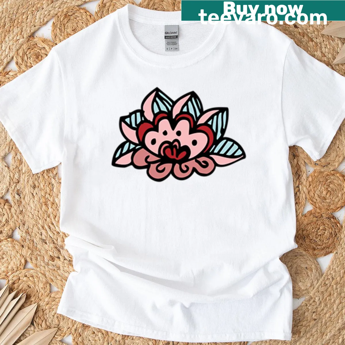 T-shirt with a cute Indian floral motif design — on a men's t-shirt