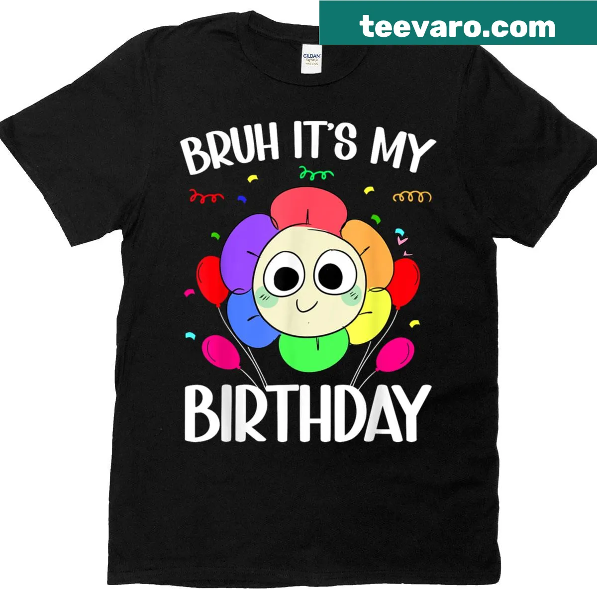 Cartoon birthday t-shirt with fun characters for kids — on a men's t-shirt