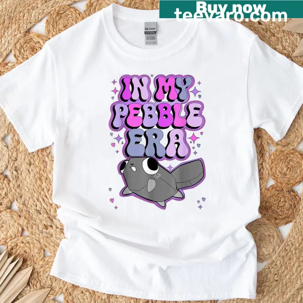 Funny cartoon birthday T-shirt with a pebble character