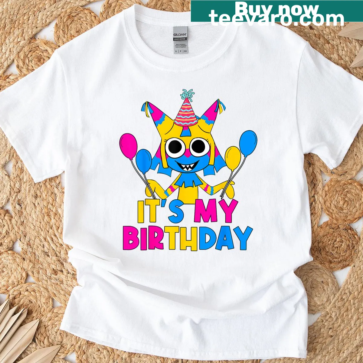 Funny cartoon birthday T-shirt with 'Yatta!' design for kids. — on a men's t-shirt