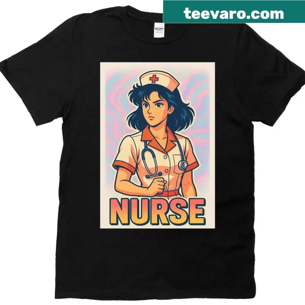 Illustration celebrating nursing profession on a t-shirt.