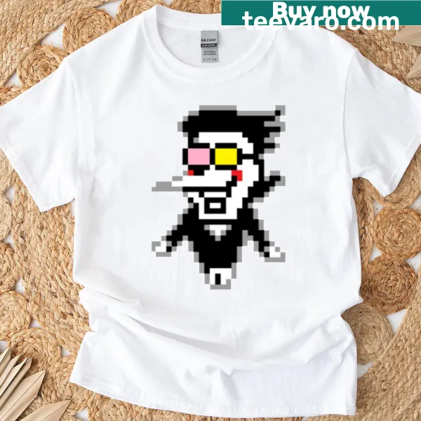 T-shirt featuring Spamton from Deltarune Chapter 2 design.