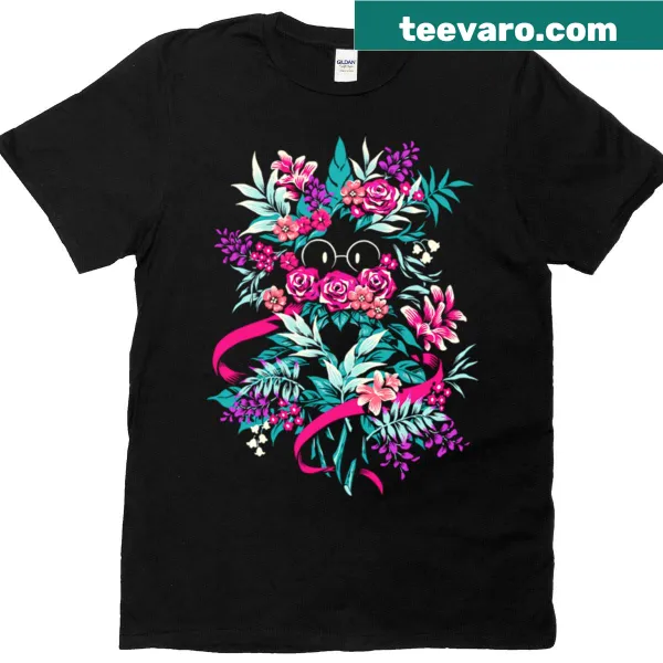Floral illustration t-shirt featuring Ralsei from Deltarune