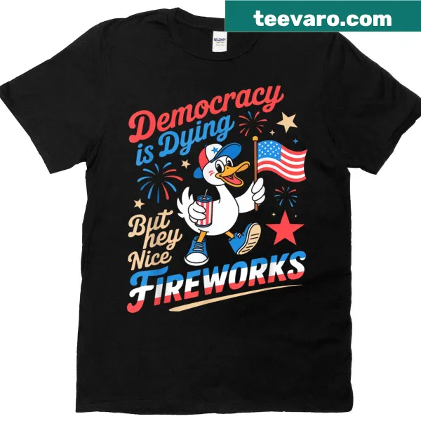 Funny Fourth of July T-shirt with cartoon duck and sarcastic text