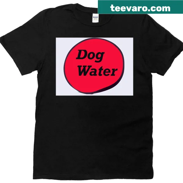 Cartoon-style T-shirt featuring a funny broken gadget for dog water
