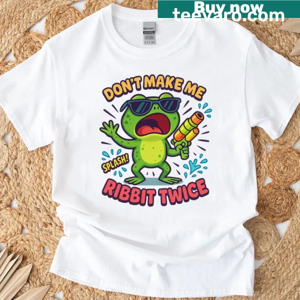Funny frog with water gun and meme text t-shirt